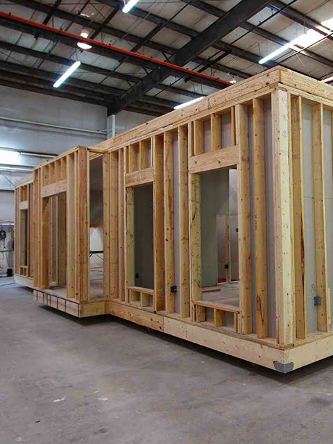 inside of the Nationwide modular home building facility in Martinsville, Virginia