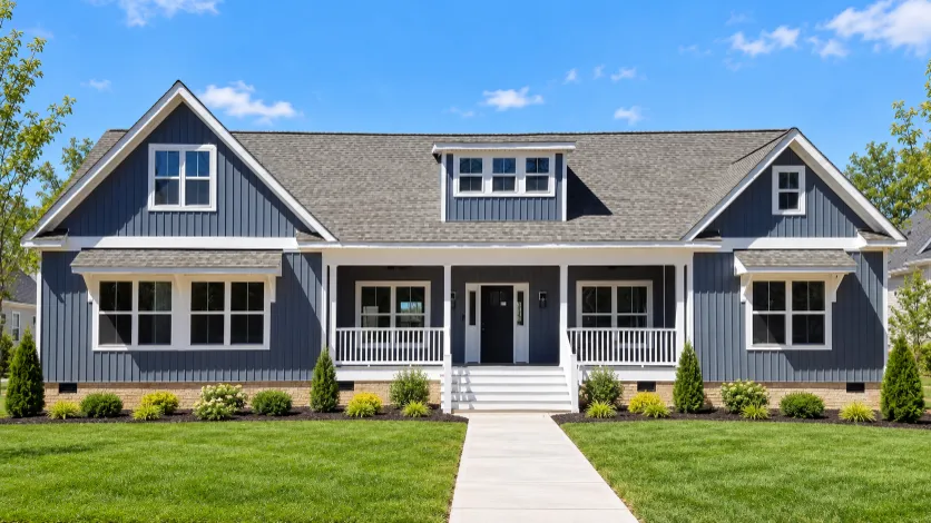 Steep gables, charming dormer windows and a welcoming covered front porch give the Southampton Cape its distinctive Cape Cod-inspired style - modular home by Cavco - Martinsville