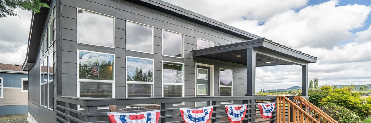 a double-wide manufactured home boasting modern finishes and a functional layout