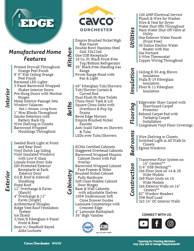 Edge Manufactured Homes Features