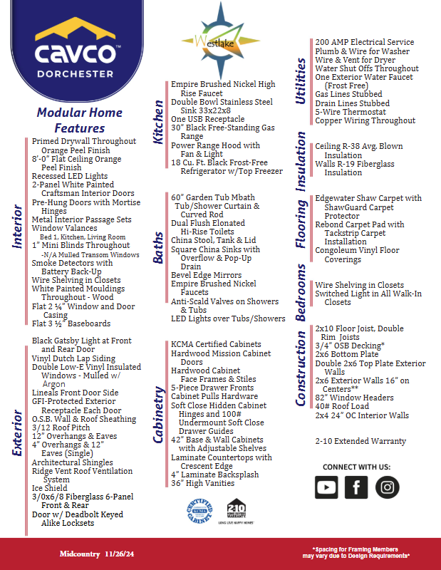 Westlake Modular Homes Features