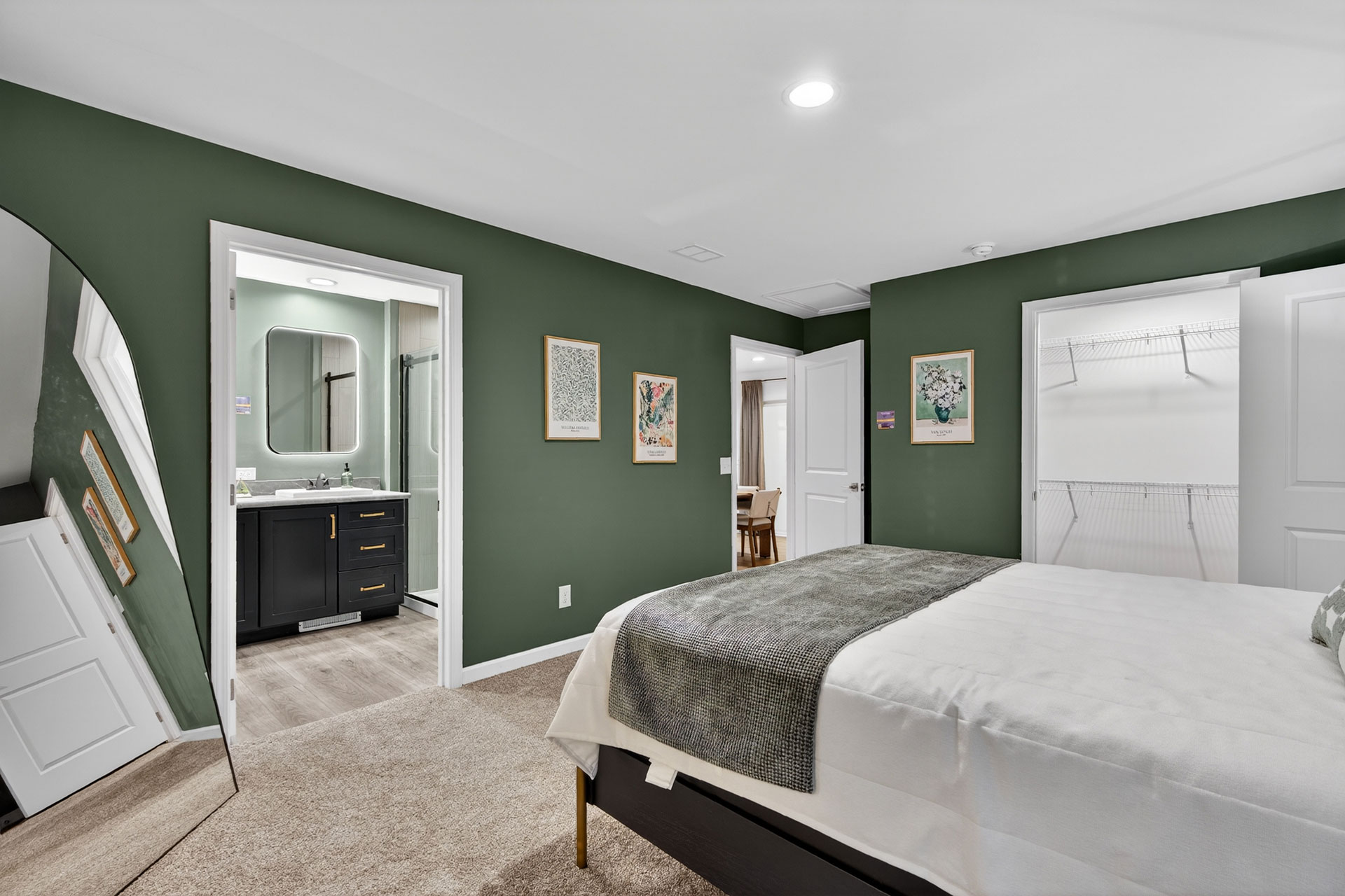 Spacious primary bedroom in the Signature Francisco modular home with easy access to the primary bath and a roomy walk-in closet
