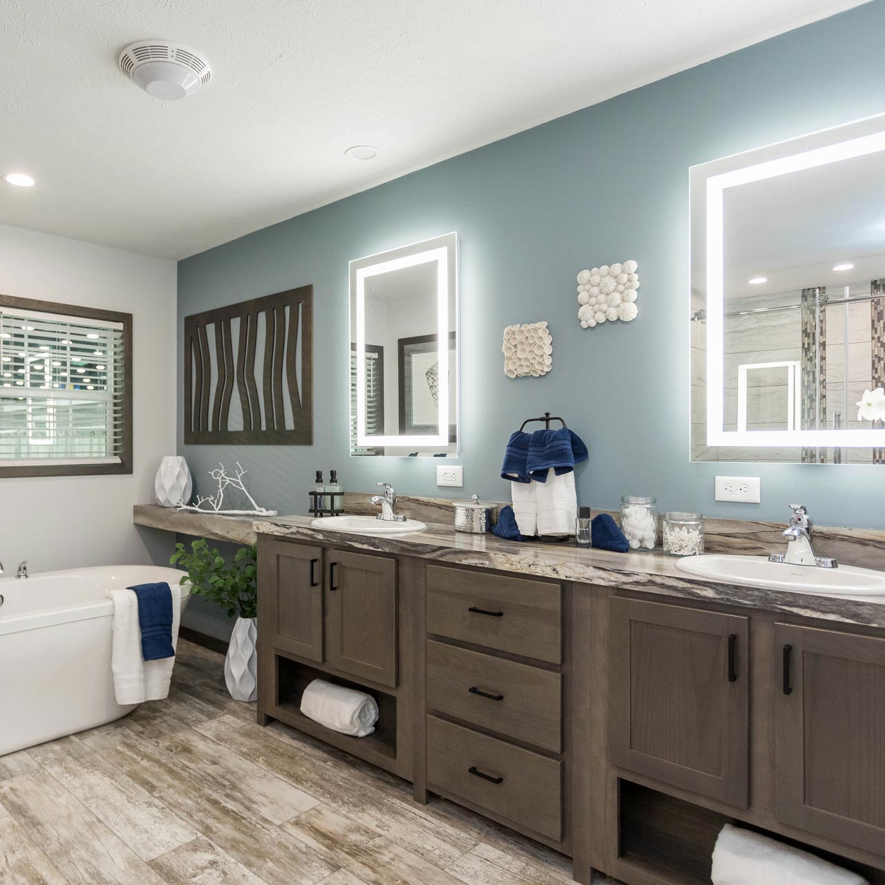 Modern bathroom with contemporary finishes in a Cavco – Nappanee Discovery modular home