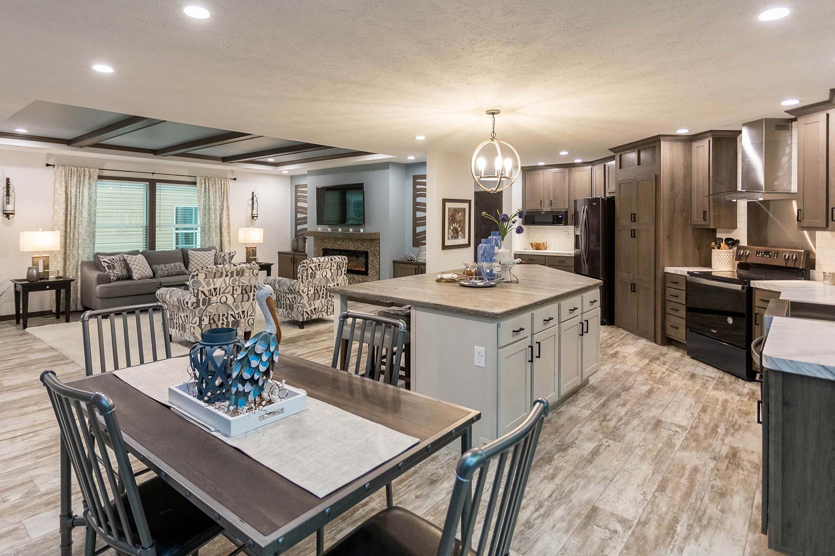 Modern kitchen interior in an open-concept Cavco – Nappanee modular home
