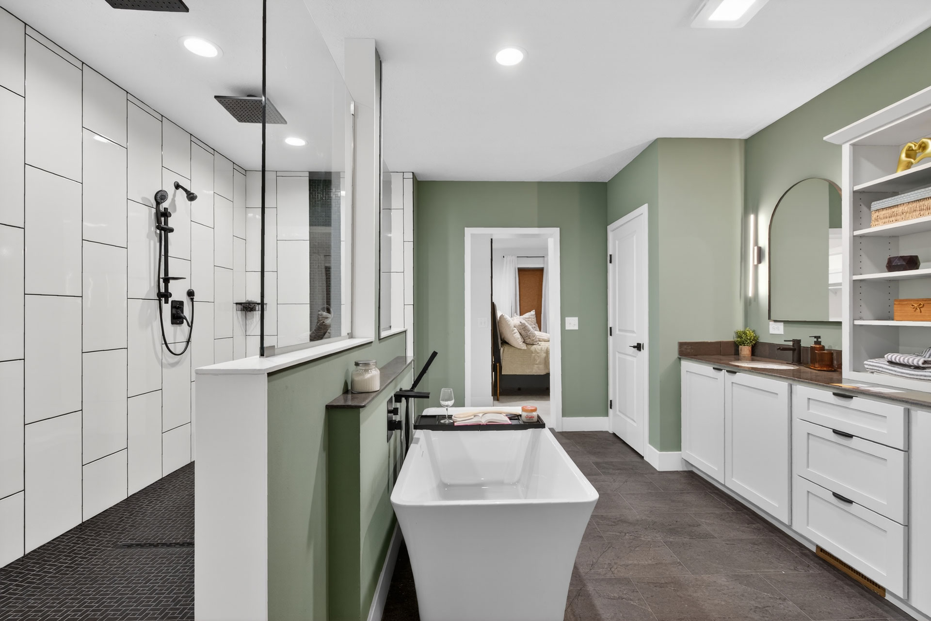 Luxury bathroom with modern finishes in a Signature modular home by Cavco - Goshen