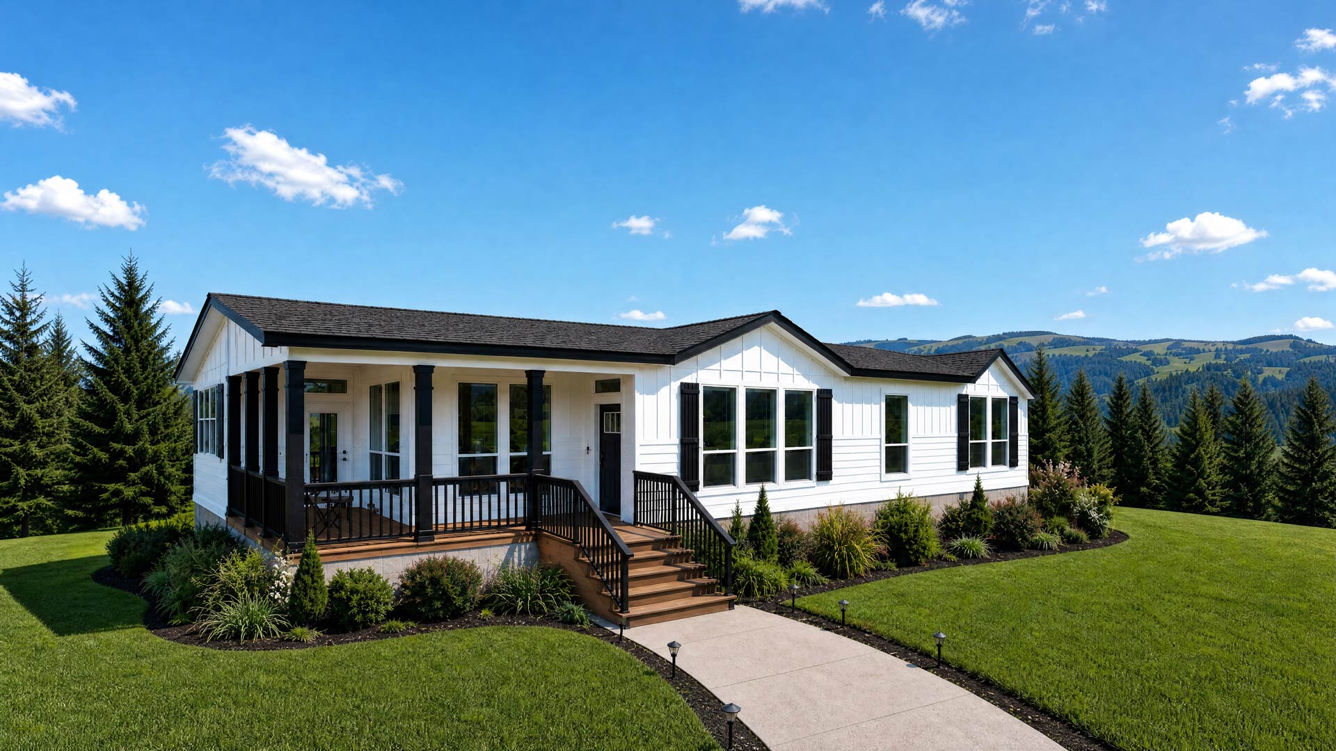 Ranch House, a Cavco - Millersburg built double-section manufactured home features beautiful wrap-around porch, 1,890 square feet of living space with flexible customization options