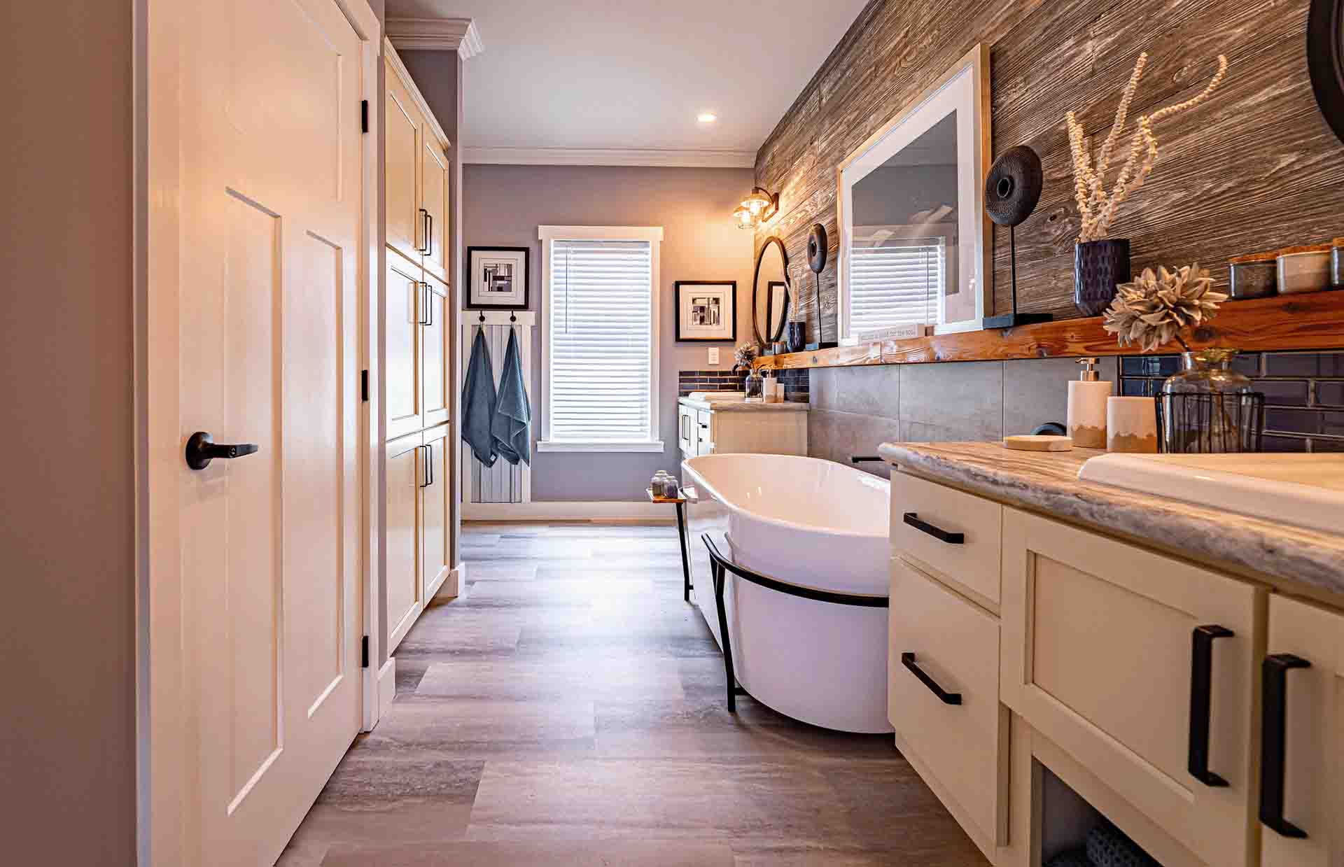a modern bathroom in a Cavco manufactured home
